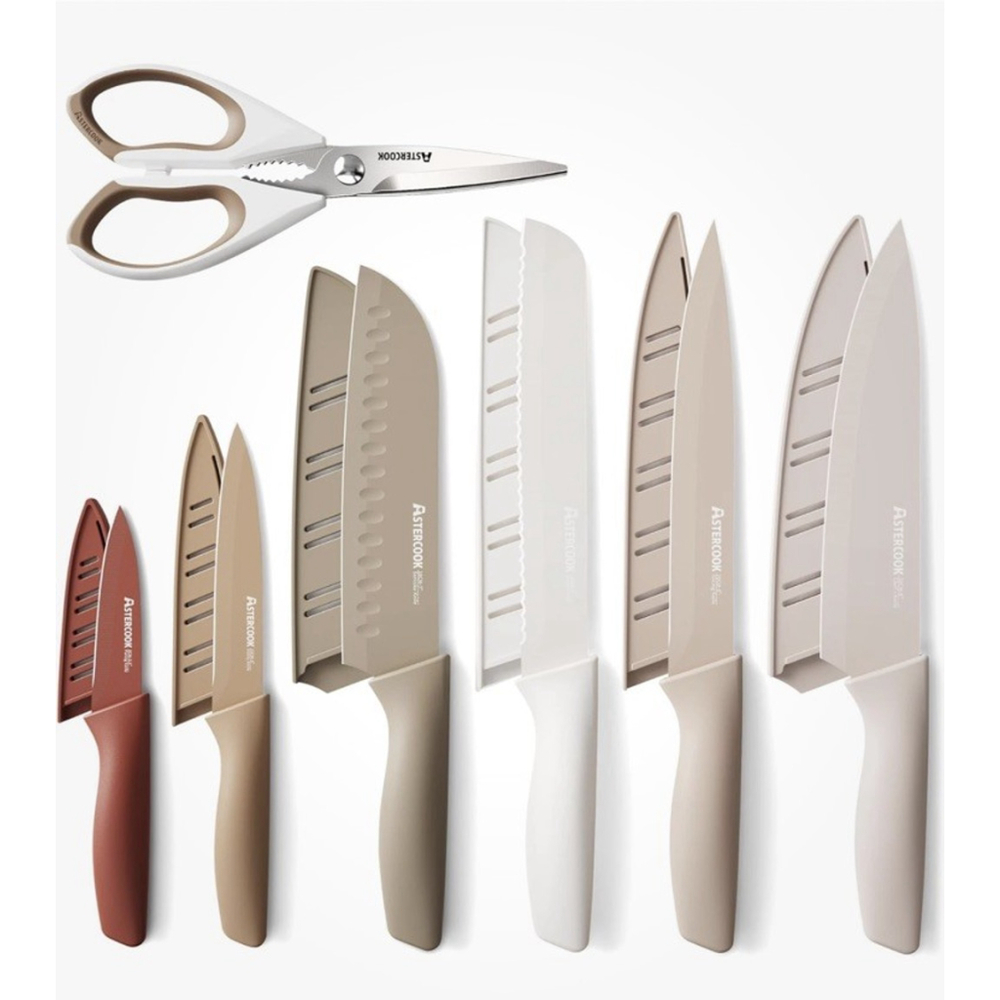 Astercook Knife Set, 13 Pieces Kitchen Knives Set with Healthy Anti-Rust Coating
